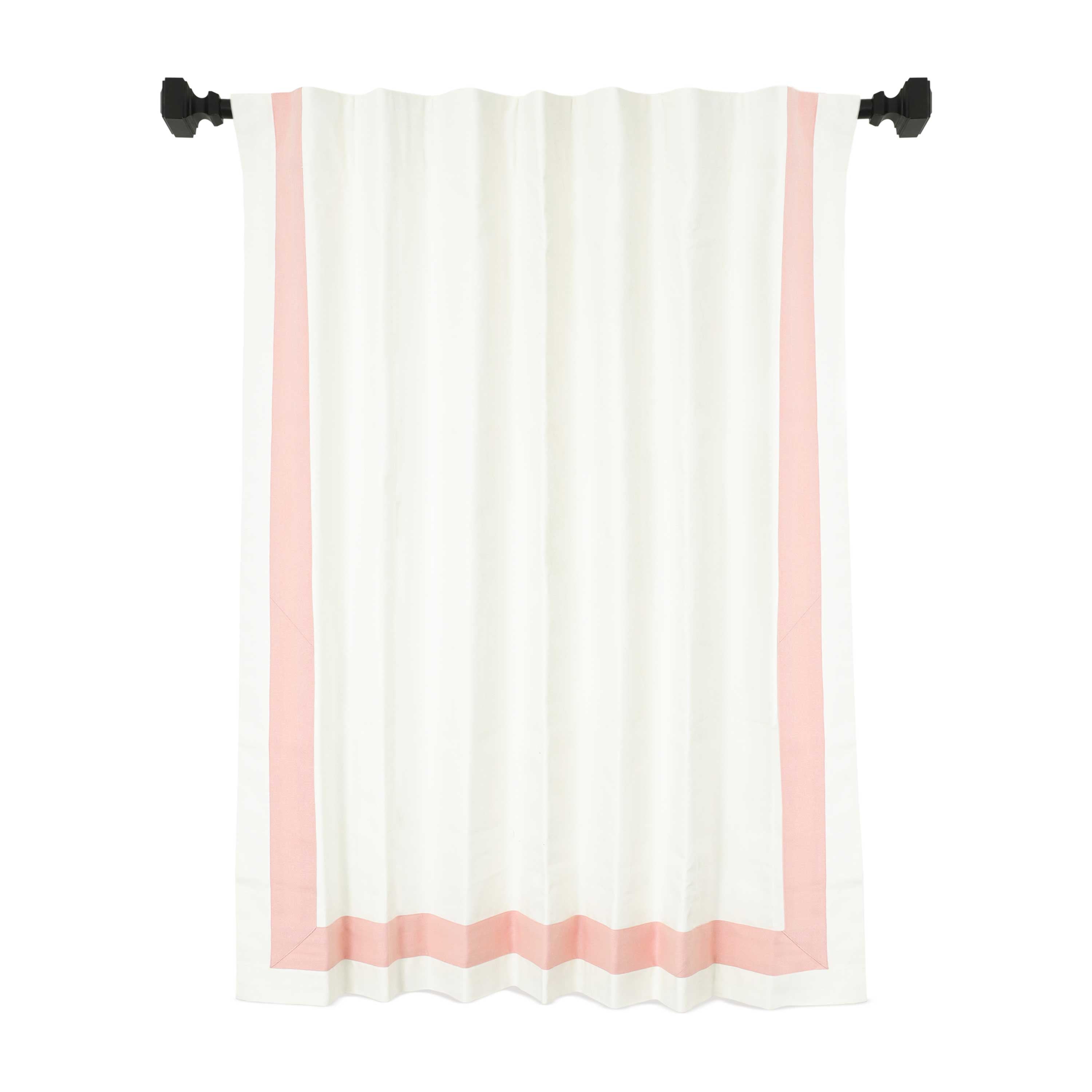 Custom Ivory Curtain With Pink Trim