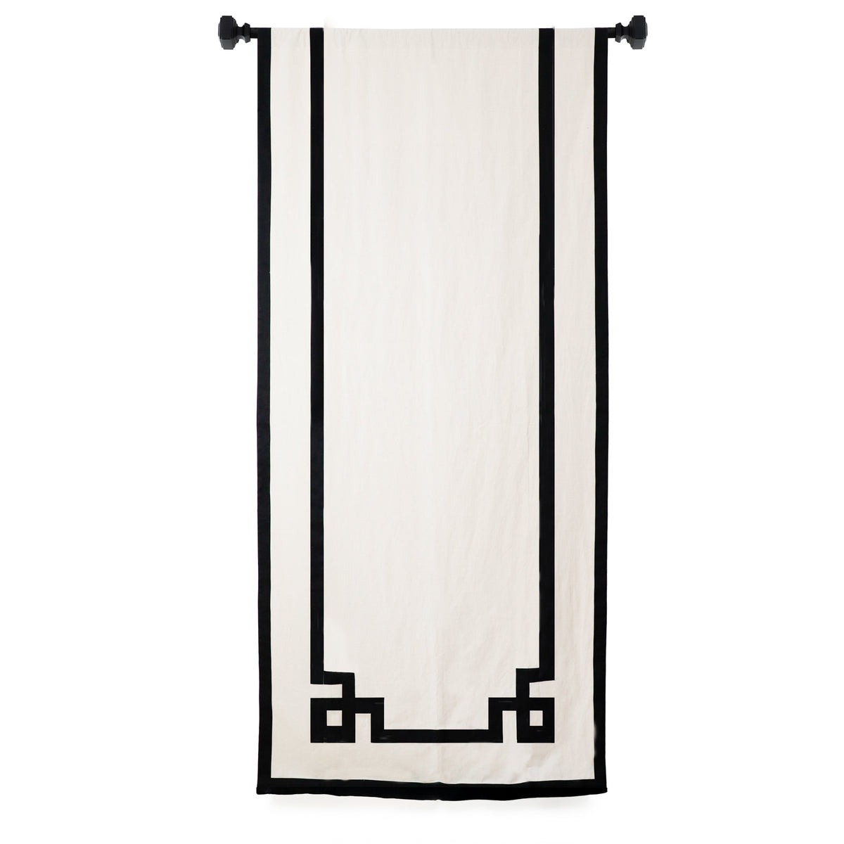 Greek Key Trim Linen Curtain