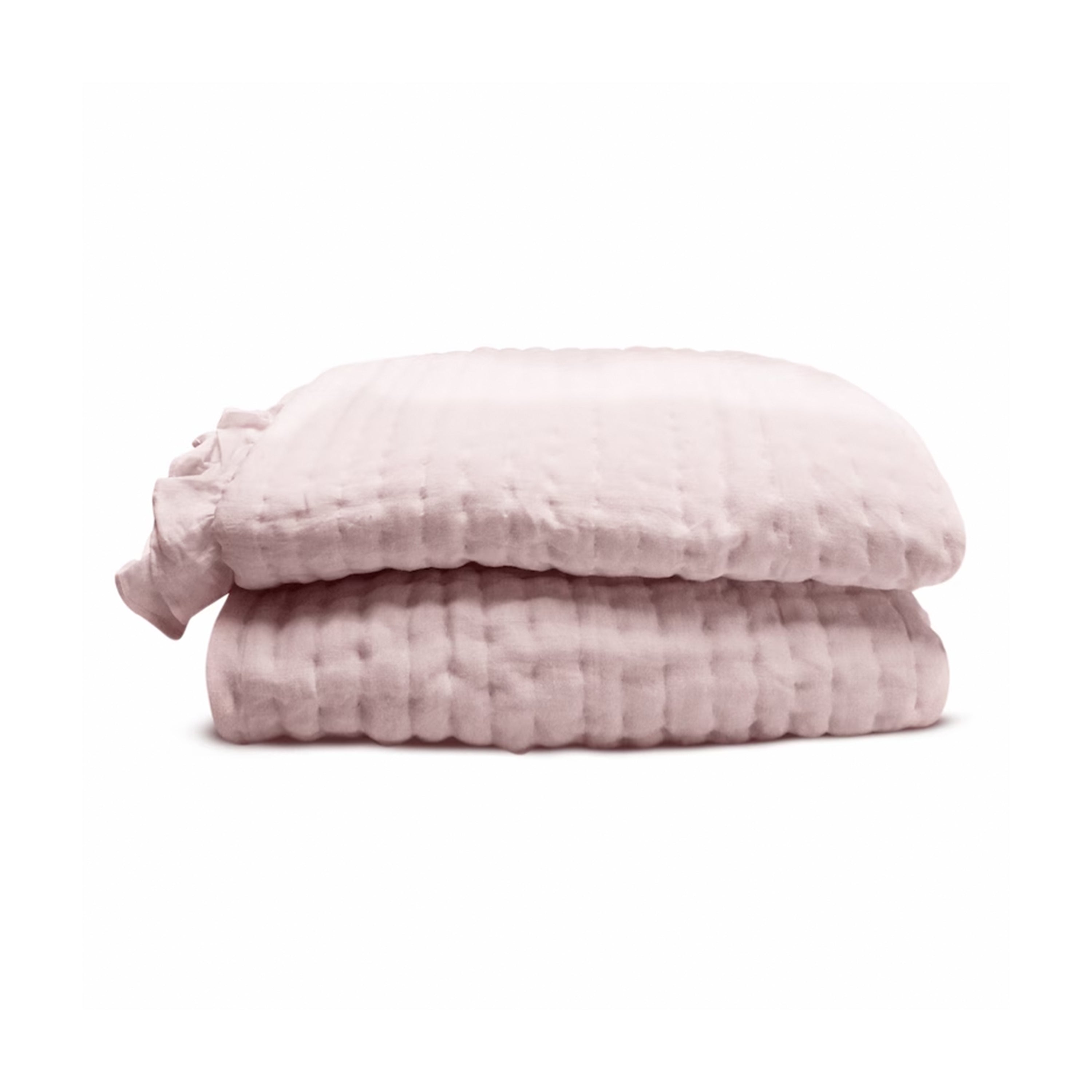 Handcrafted Reversible Linen Quilt - Blush Pink Coverlet and Bedspread