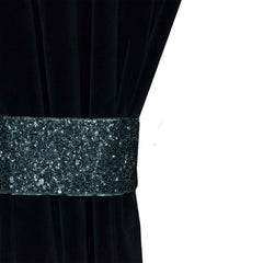 Gunmetal Gray Sequin Beaded Curtain Tiebacks