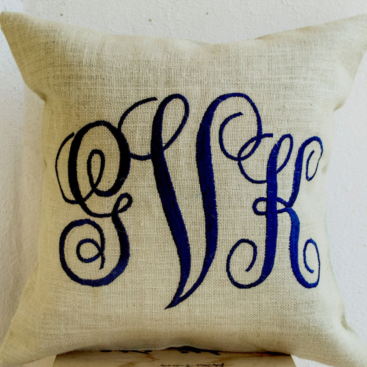 Burlap Monogram Pillow Cover
