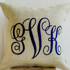 Burlap Monogram Pillow Cover