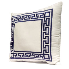 Greek Key Velvet Embroidered Pillow Cover