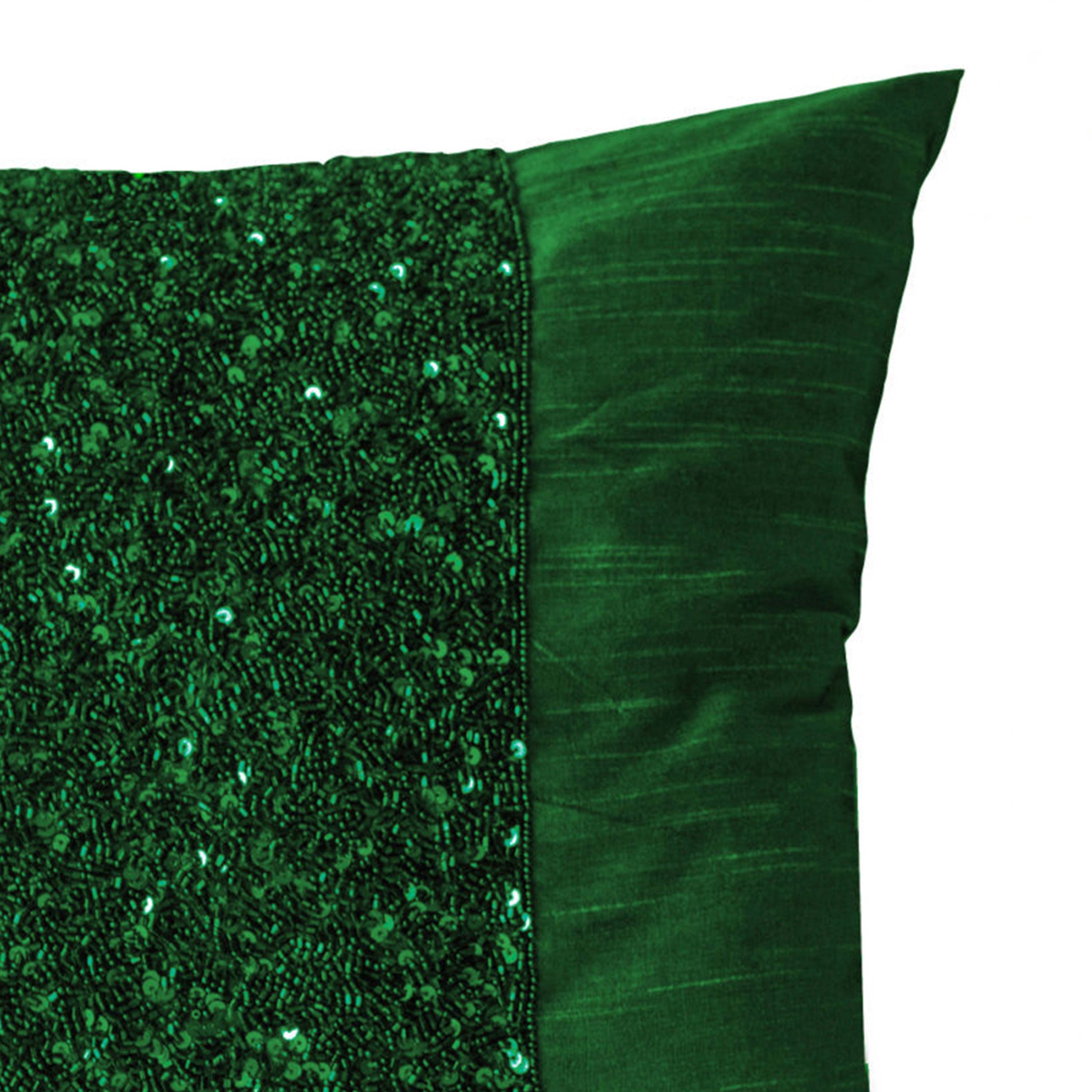 Emerald Green Silk Sparkle Pillow