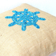 Decorative Pillow Covers Natural Burlap Nautical Ship Wheel Throw Pillow Gift
