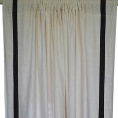 Ivory Linen Curtain With Grey Trim
