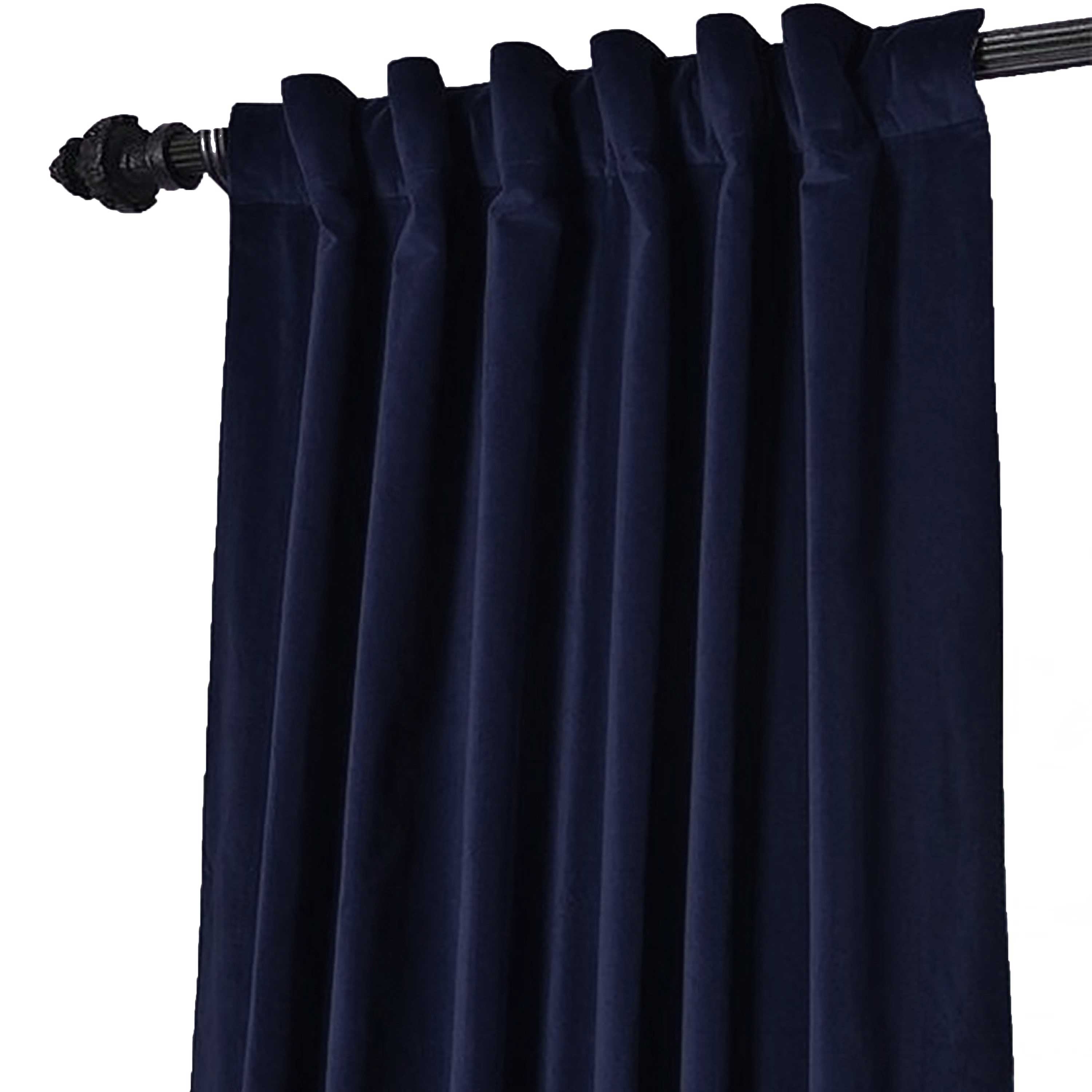 Handcrafted Navy Blue Cotton Velvet Curtain