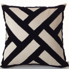 Black Velvet Chippendale Throw Pillow Cover