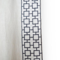 Exquisite Linen Curtain Drape In Lattice Embroidery