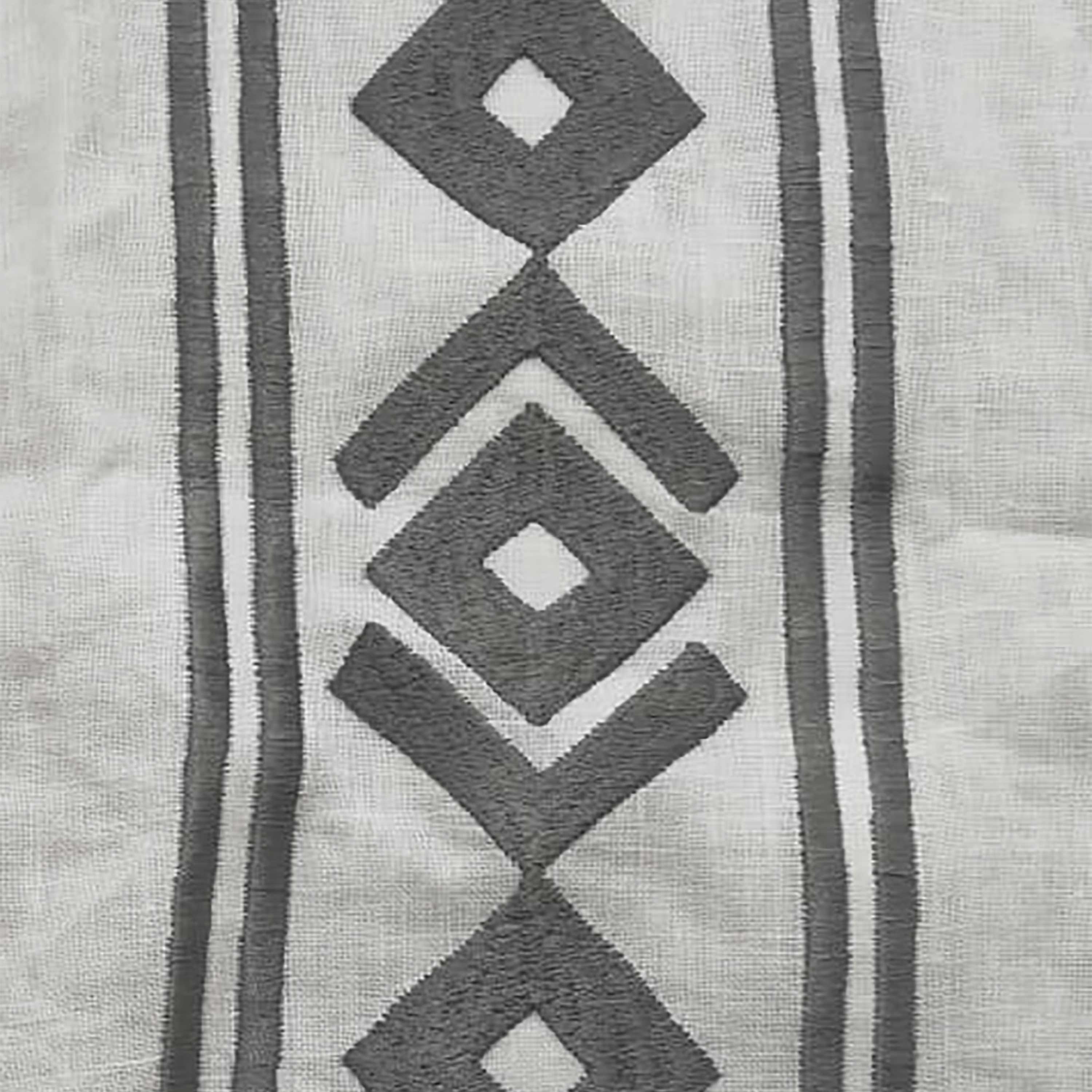 Ivory Linen Curtain With Aztec Embroidery