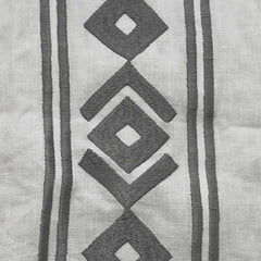 Ivory Linen Curtain With Aztec Embroidery