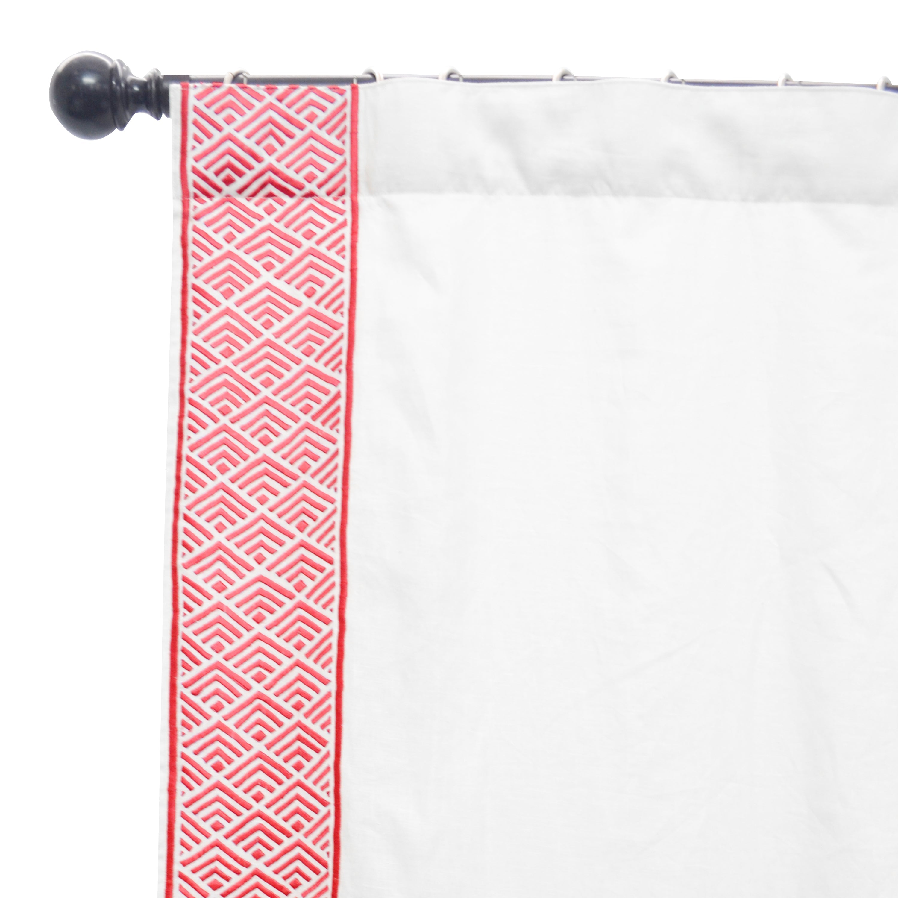 Chevron Linen Drapery with Embroidery