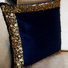 Dazzle - Navy Blue Gold Pillow Cover