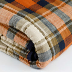 Handmade Reversible Plaid Cotton Quilt - Pick-Stitch Quilting | Navy & Plaid | Farmhouse & Modern Bedroom Décor | Custom Sizes Available