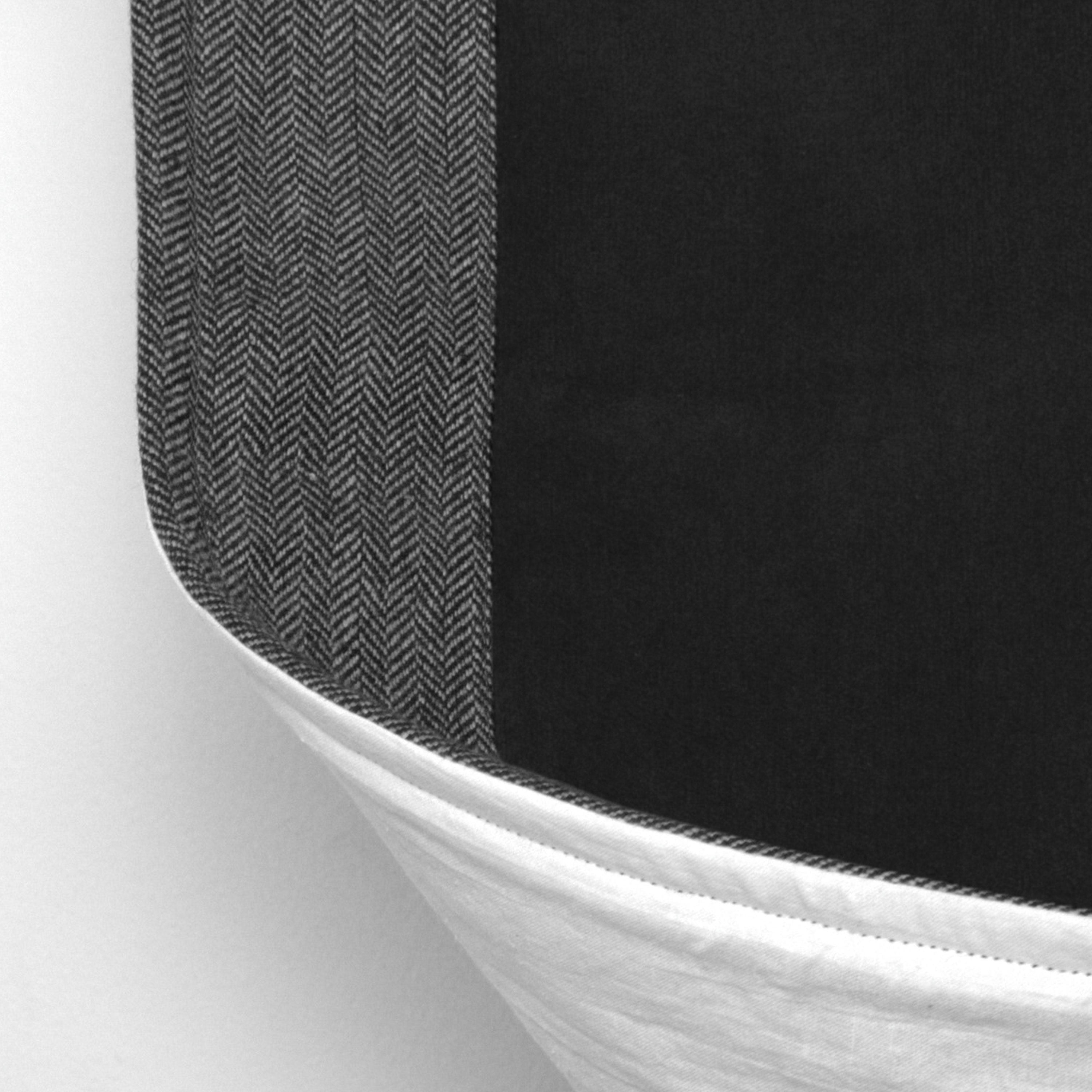 Custom Black Cotton Velvet Curtain With Grey Chevron Trim
