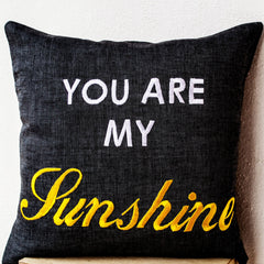 Grey Linen Pillow covers - Word Pillow - Embroidered pillow - You Are My Sunshine Pillow- Gift- 16x16- Linen Word Cushions - Message Pillow
