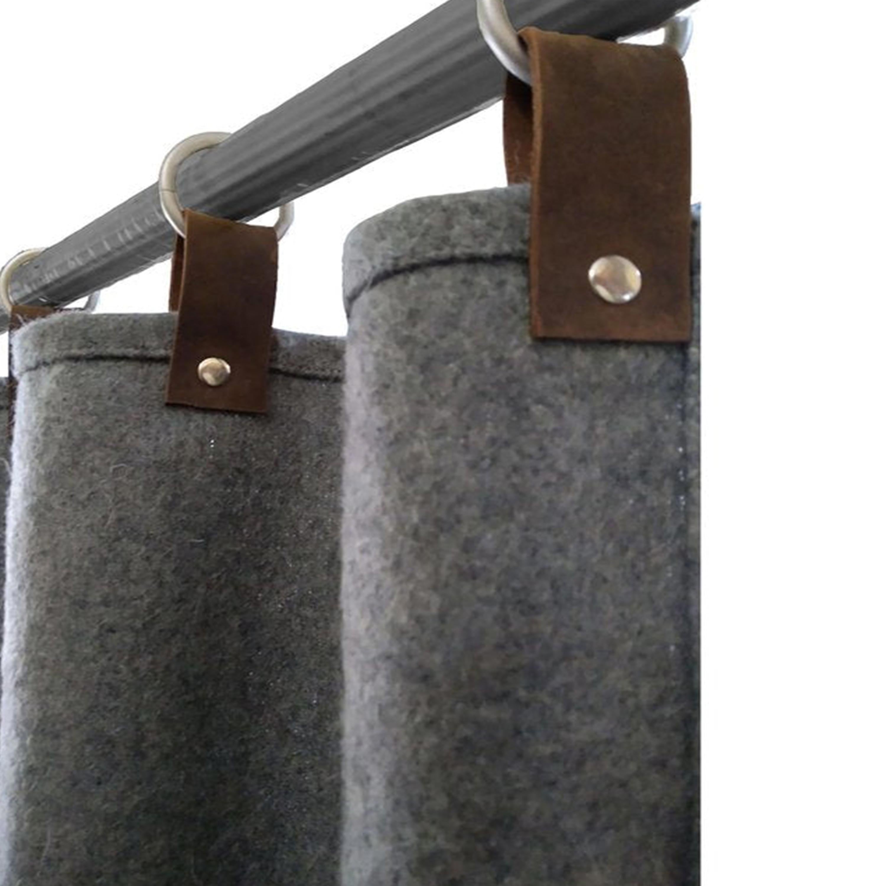 Custom Wool Felt Curtains with Genuine Leather Tabs And Nickel Rings