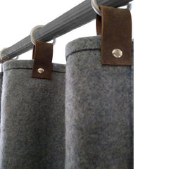 Custom Wool Felt Curtains with Genuine Leather Tabs And Nickel Rings