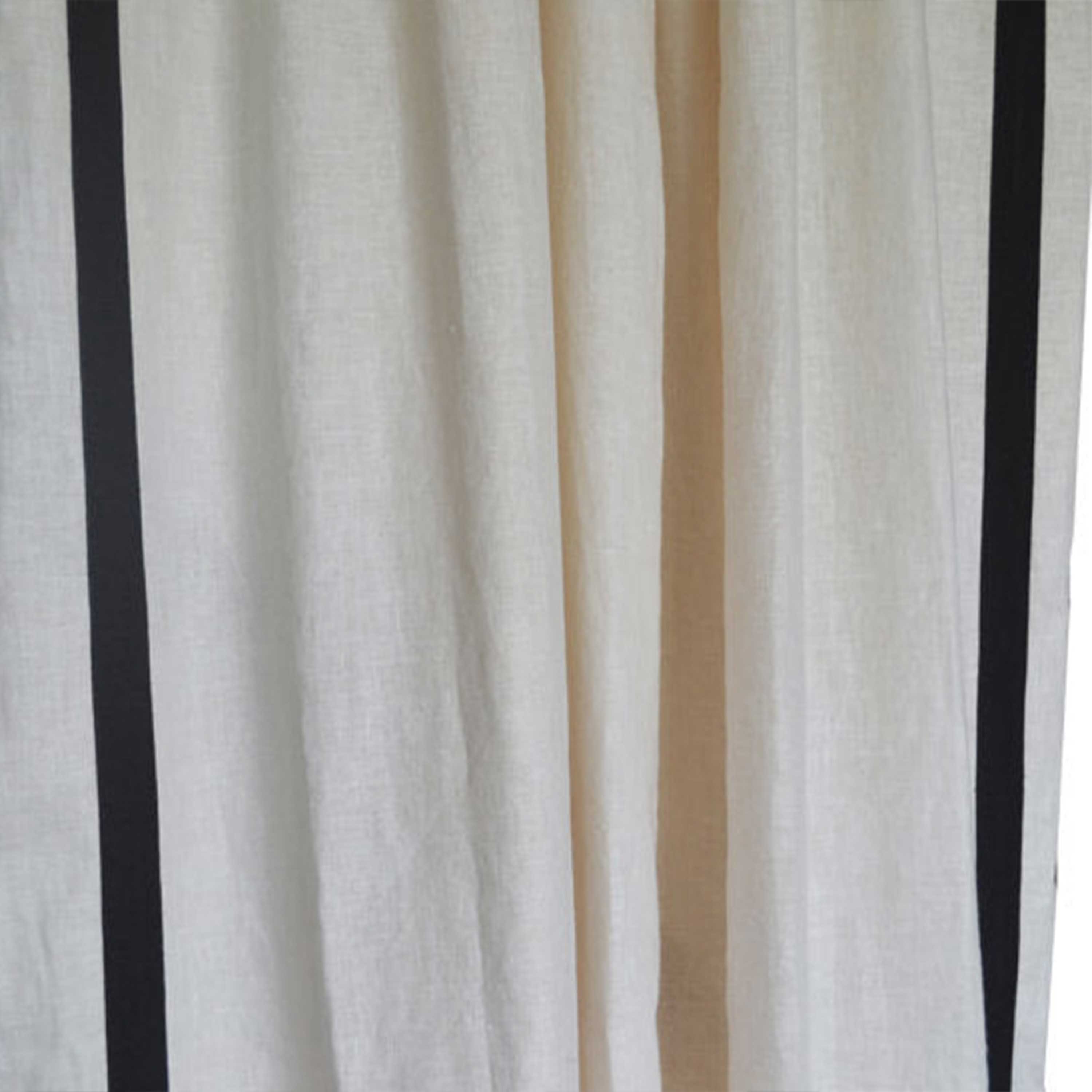 Ivory Linen Curtain With Grey Trim