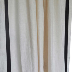 Ivory Linen Curtain With Grey Trim