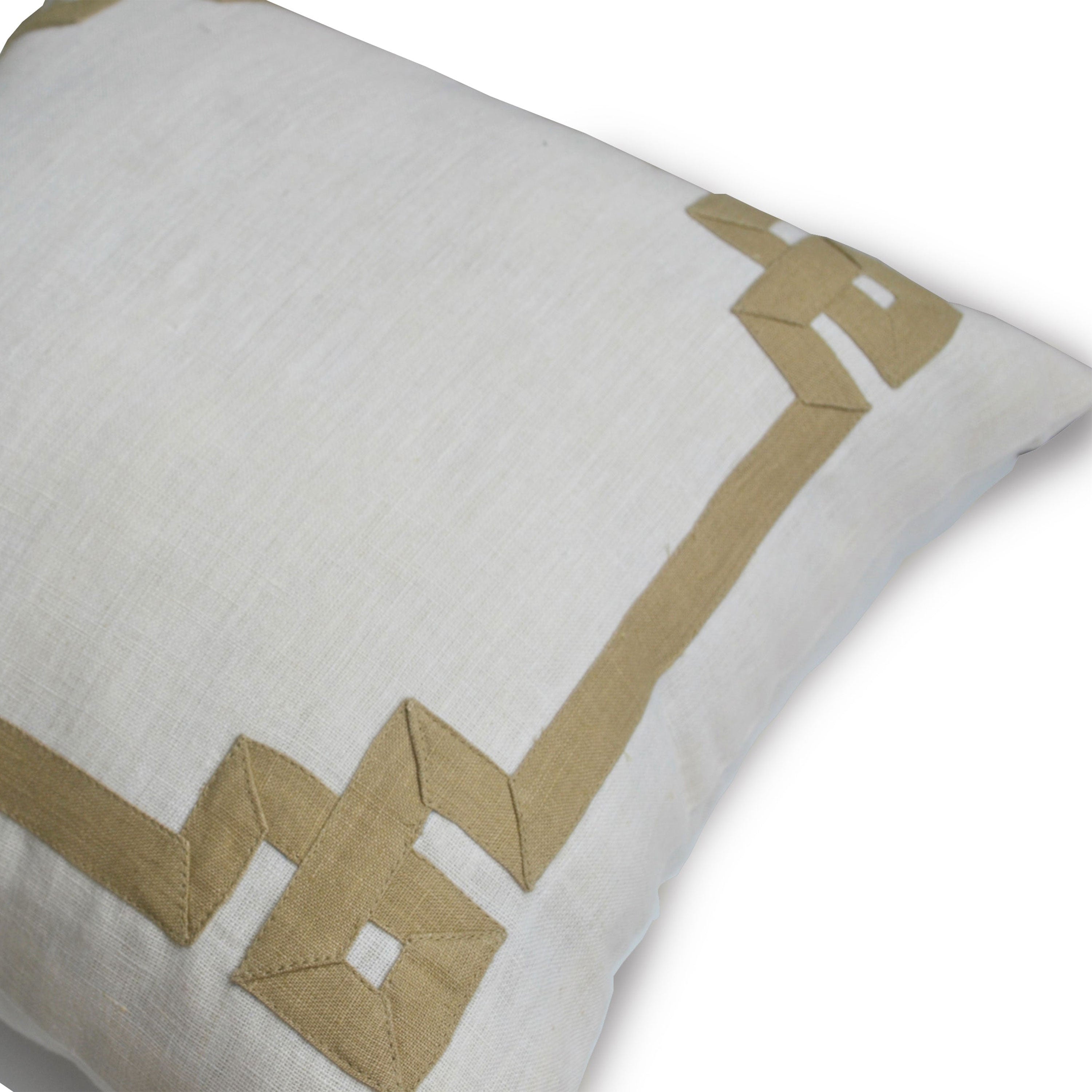 Ivory Beige Linen Greek Key Pillow Cover