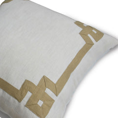 Ivory Beige Linen Greek Key Pillow Cover