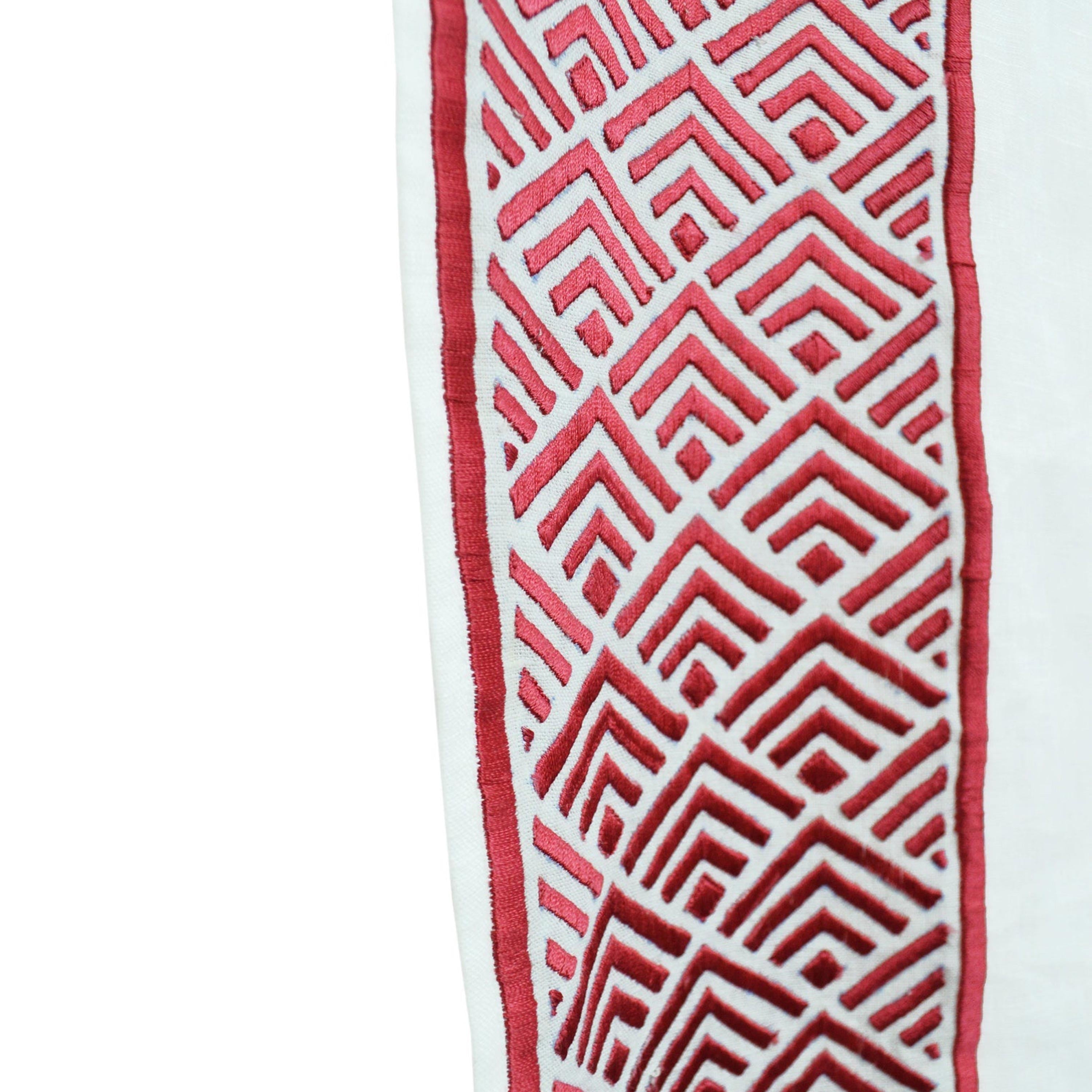 Chevron Linen Drapery with Embroidery