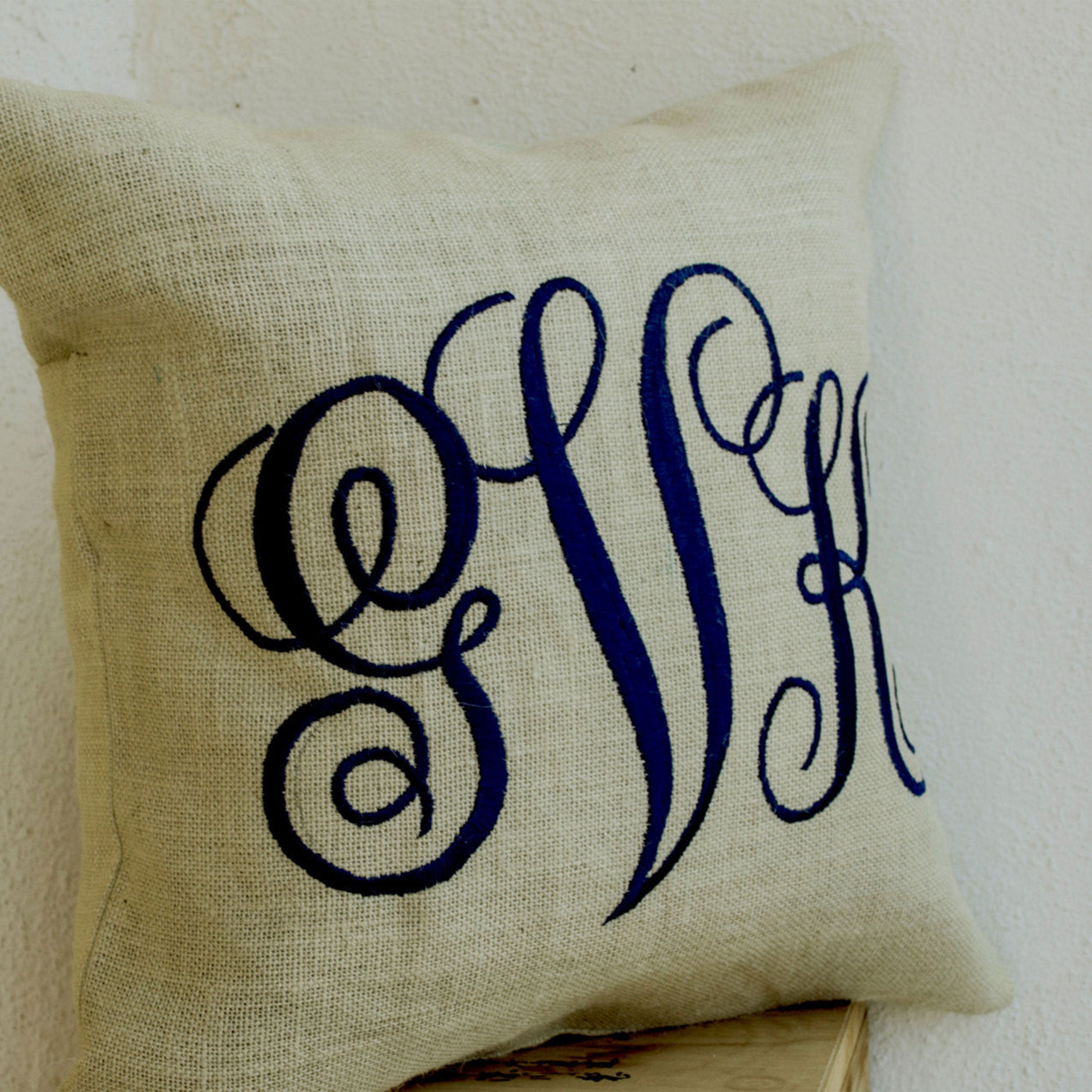 Burlap Monogram Pillow Cover