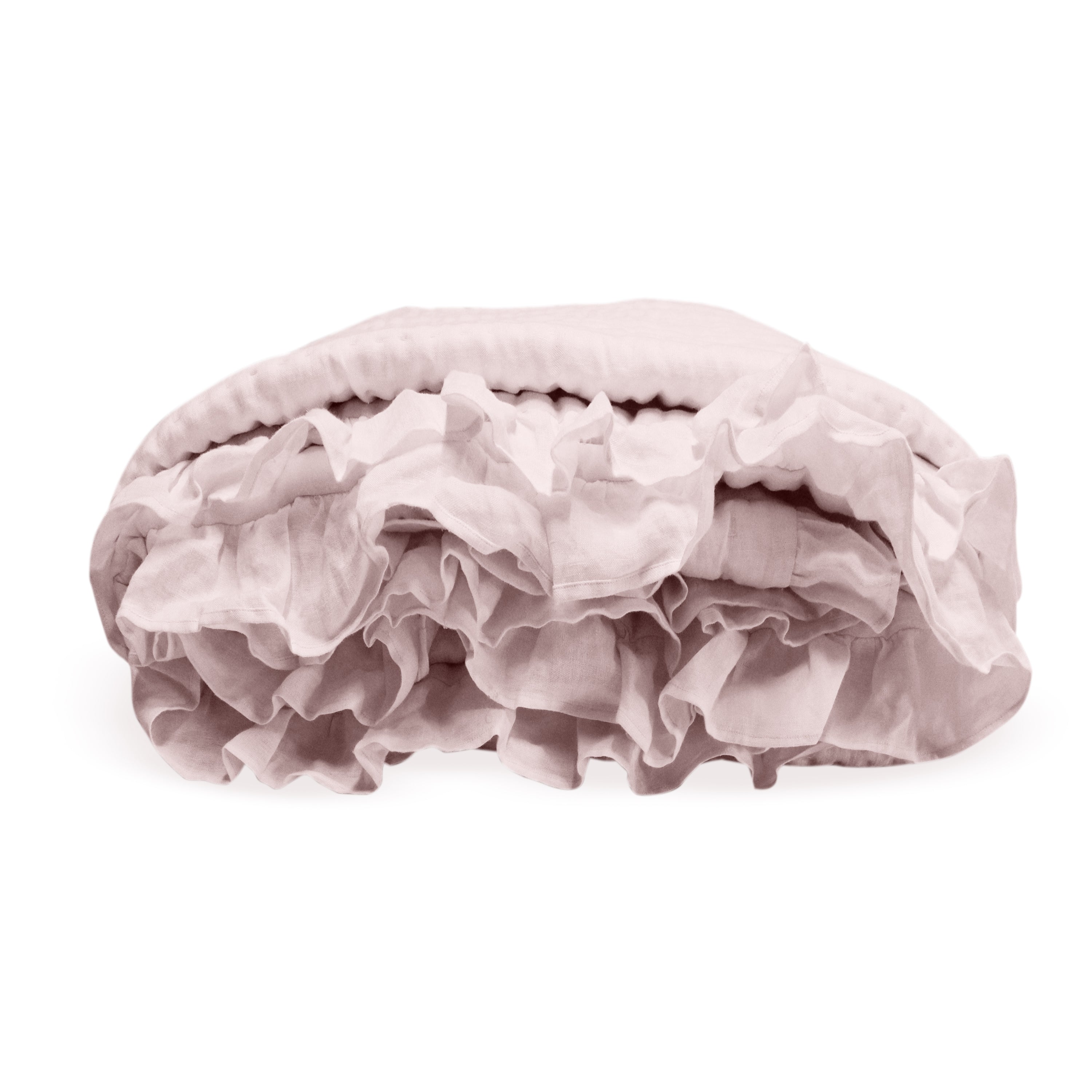 Handcrafted Reversible Linen Quilt - Blush Pink Coverlet and Bedspread