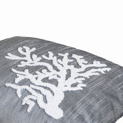 Grey pillow - Beaded coral pillow - Decorative throw pillow -Nautical pillow - Coral reef pillow- Silk pilow covers - 16x16 - gift - Oceanic