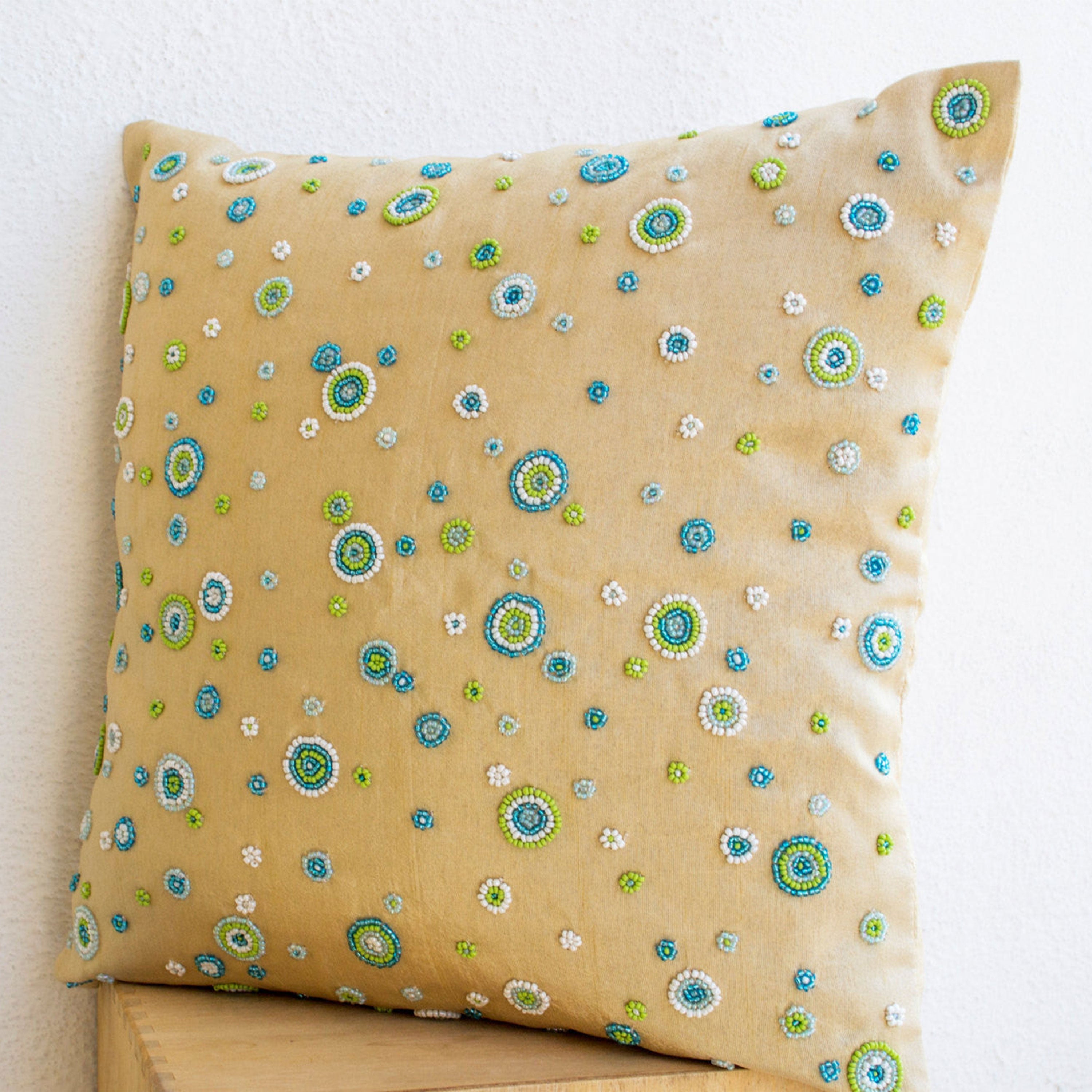 Beige Geometric Circles Throw Pillow Cover