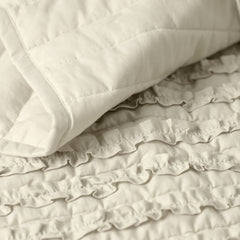 Handmade Beige Ruffle Quilt - Machine Washable, Available in all Sizes