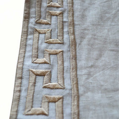 Ivory Linen Curtain with Exquisite Greek key Trim Embroidery