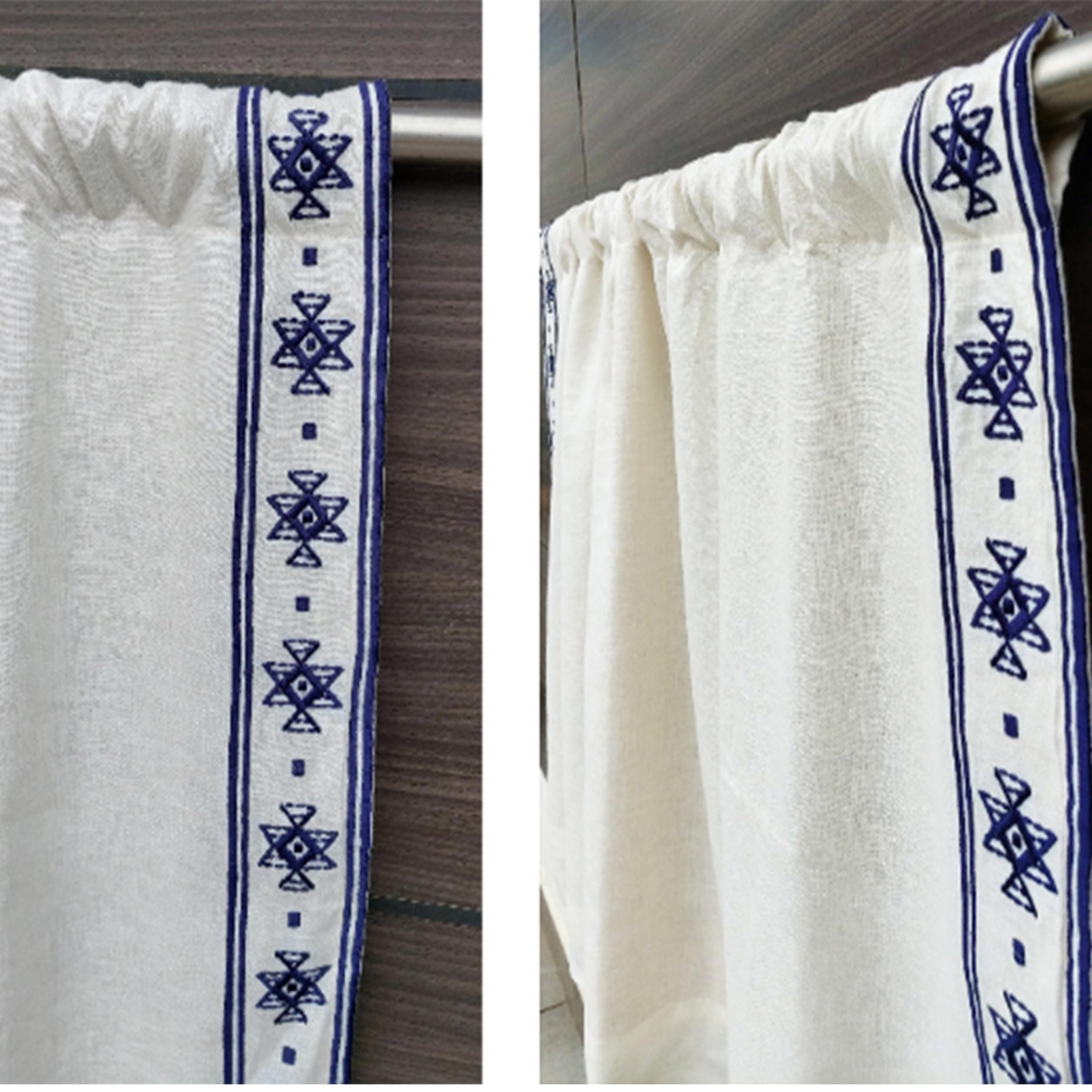 Boho Embroidered Linen Curtain And Drapes