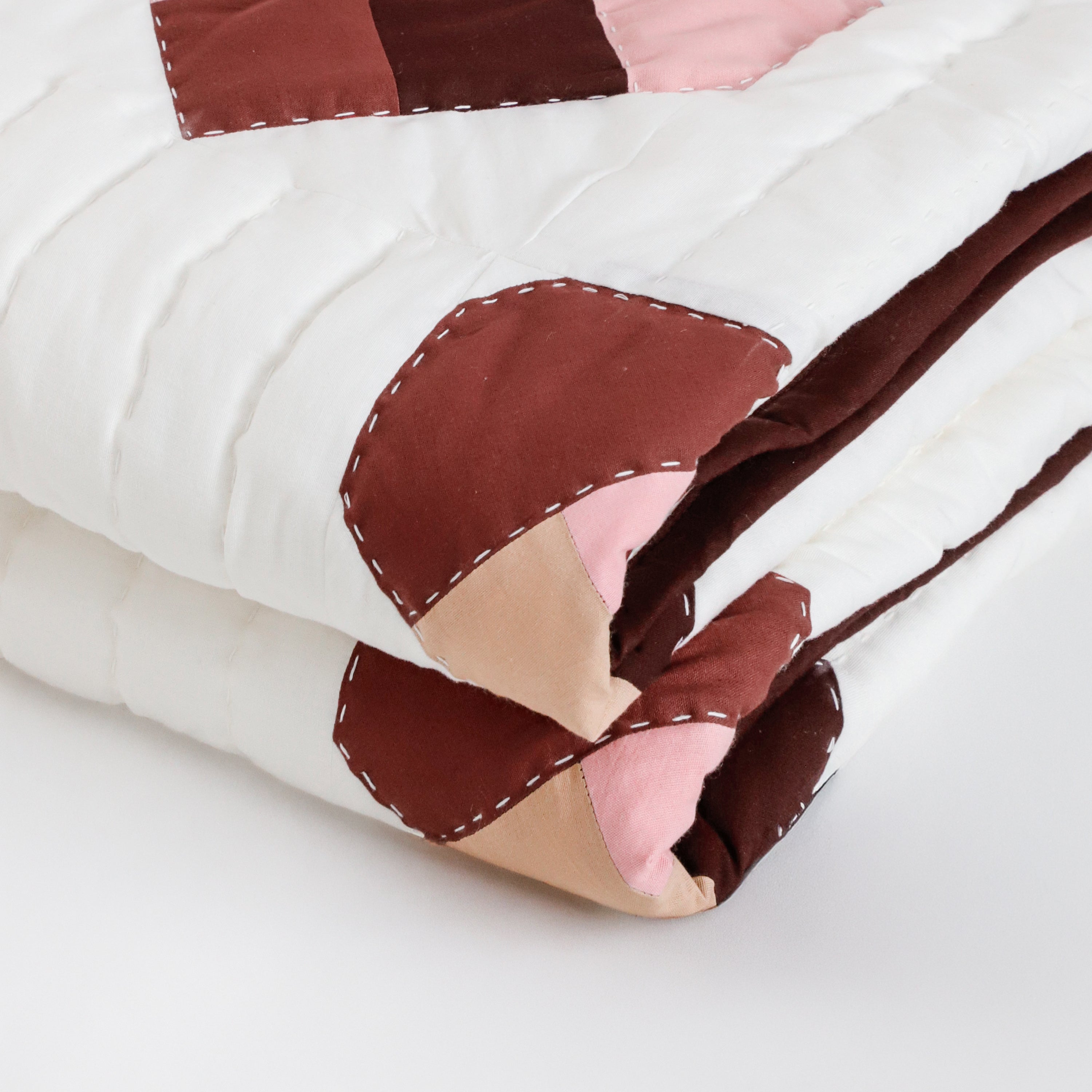 Handmade Cotton Heart Patch Quilt | Cozy Valentine's Quilt