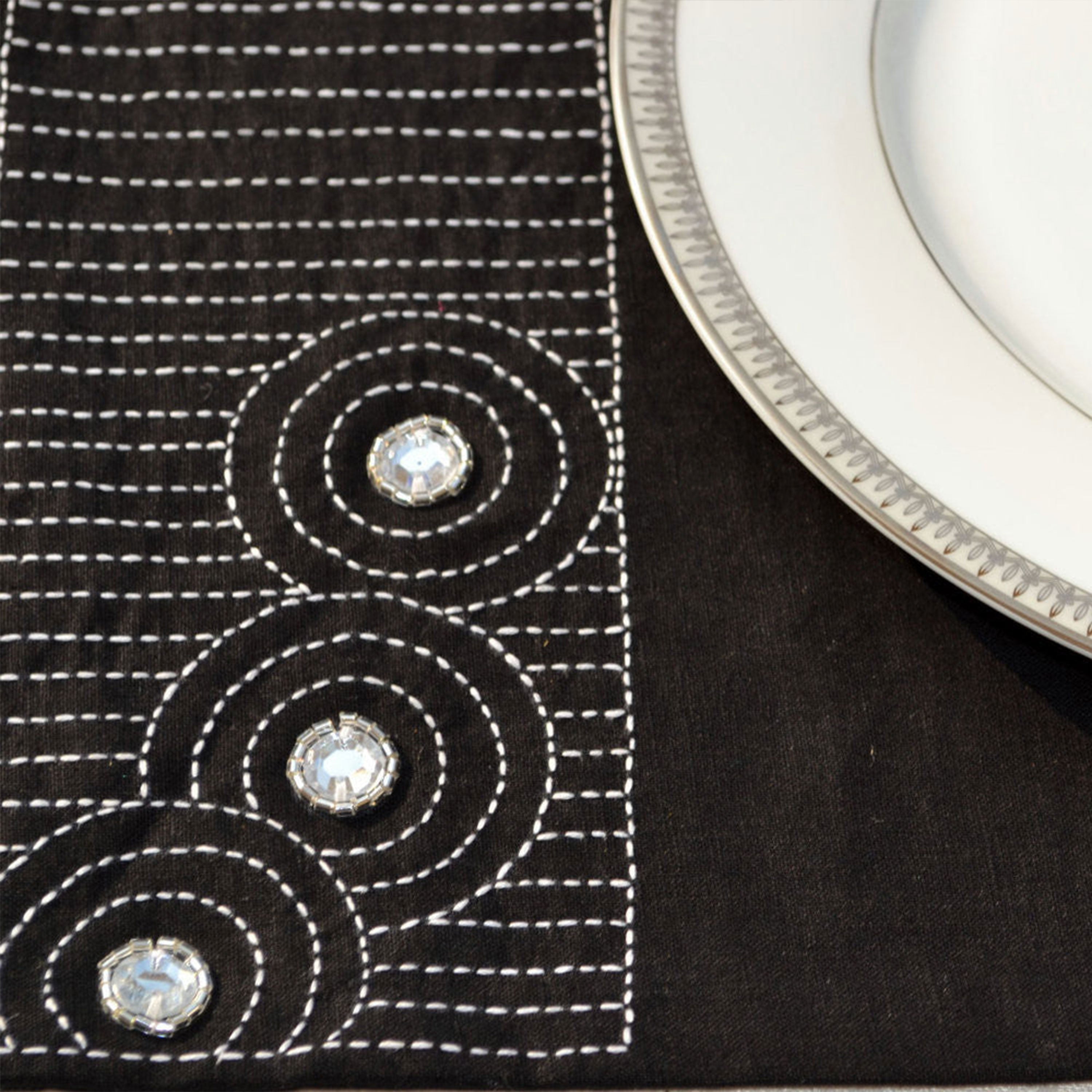 Hand Embroidered Table Place Mats Inspired By Zen Garden