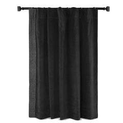 Custom Black Cotton Velvet Curtain With Grey Chevron Trim