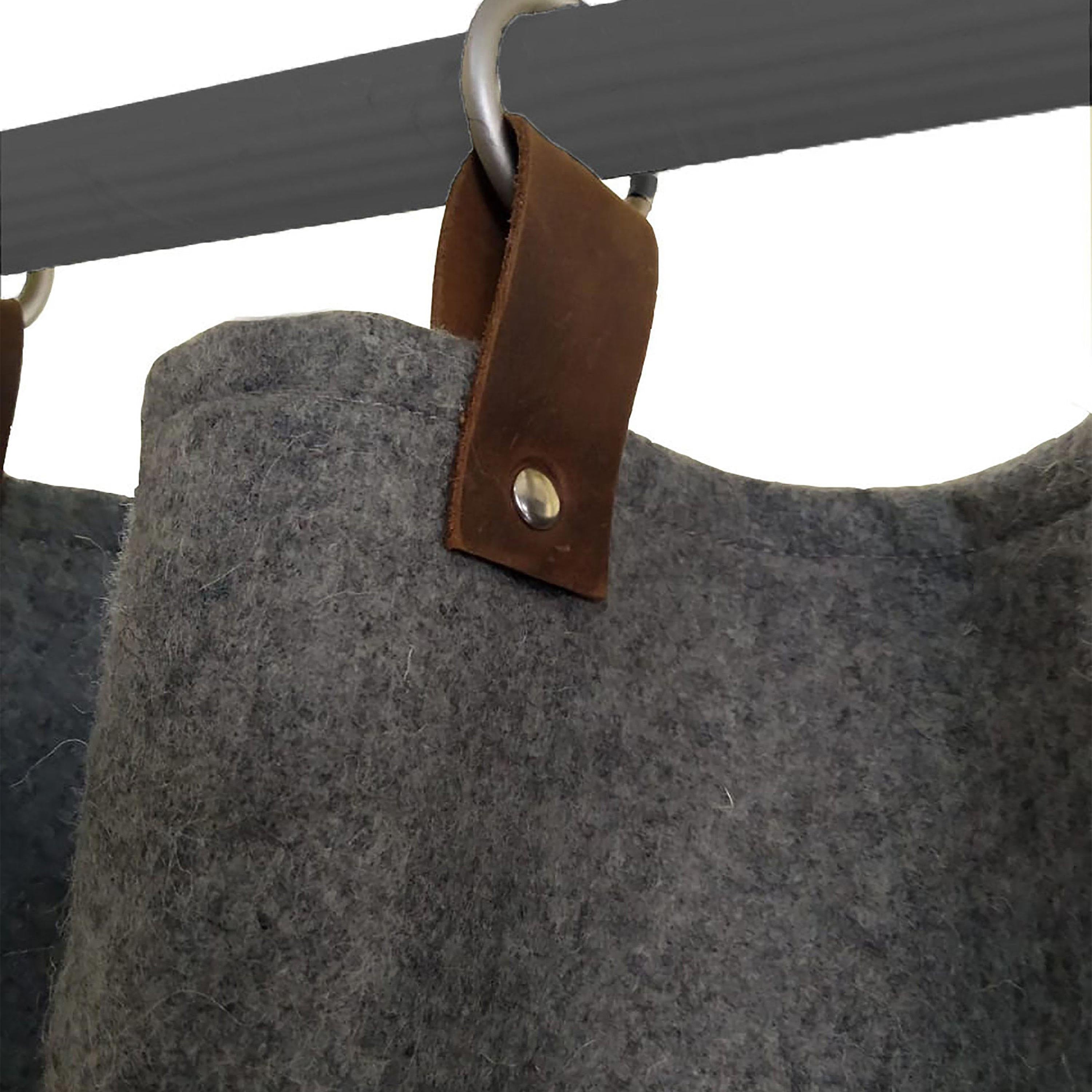 Custom Wool Felt Curtains with Genuine Leather Tabs And Nickel Rings