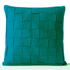 Fuchsia, Blue, Black Pillow - Felt Weave Pillows -Throw Pillow- Decorative Pillow- Gift- 18 inch -Modern decor -Chair Pillow -Wool Mat Weave