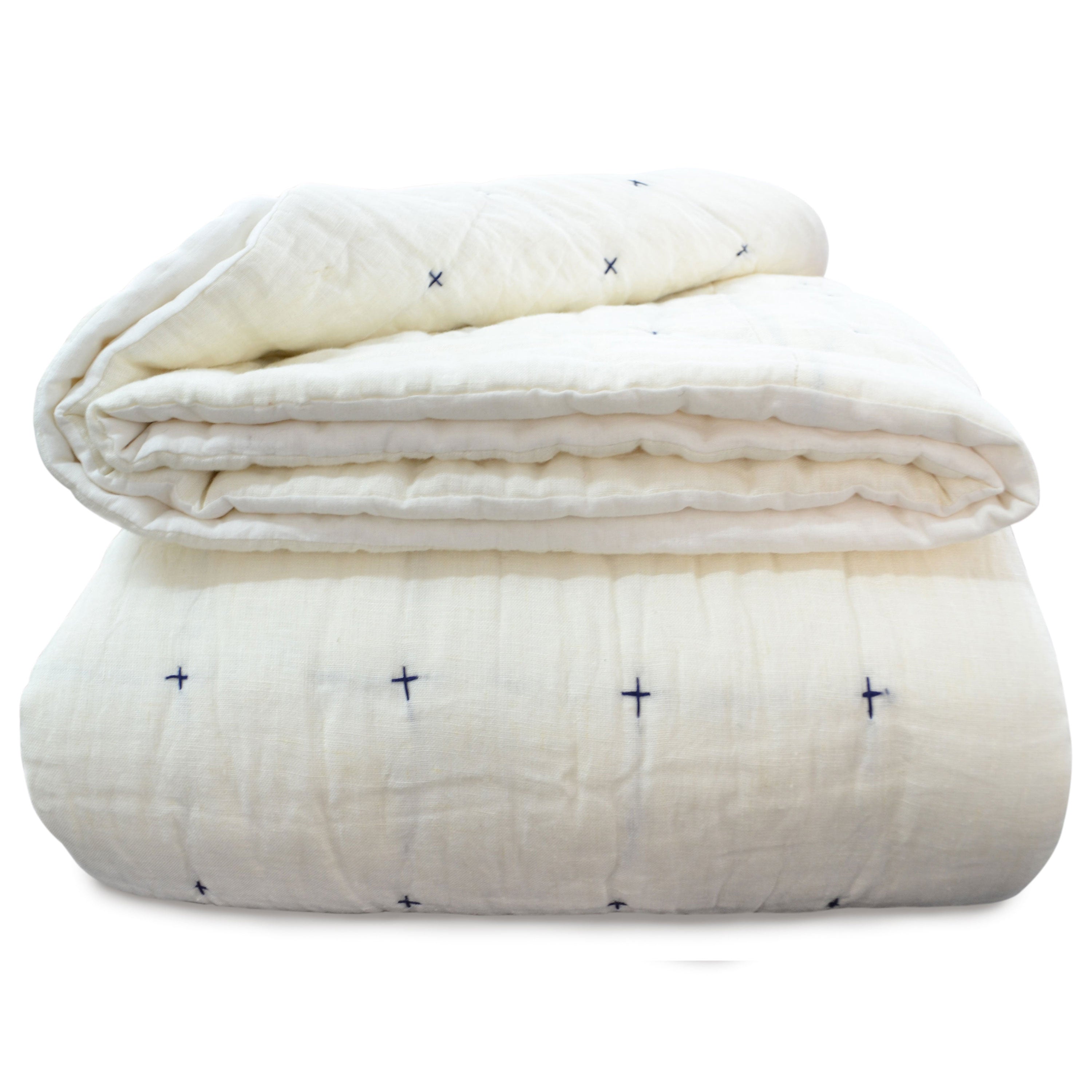 Handmade Lightweight Linen Quilt - Artisan Hand-Stitched Modern Bedding
