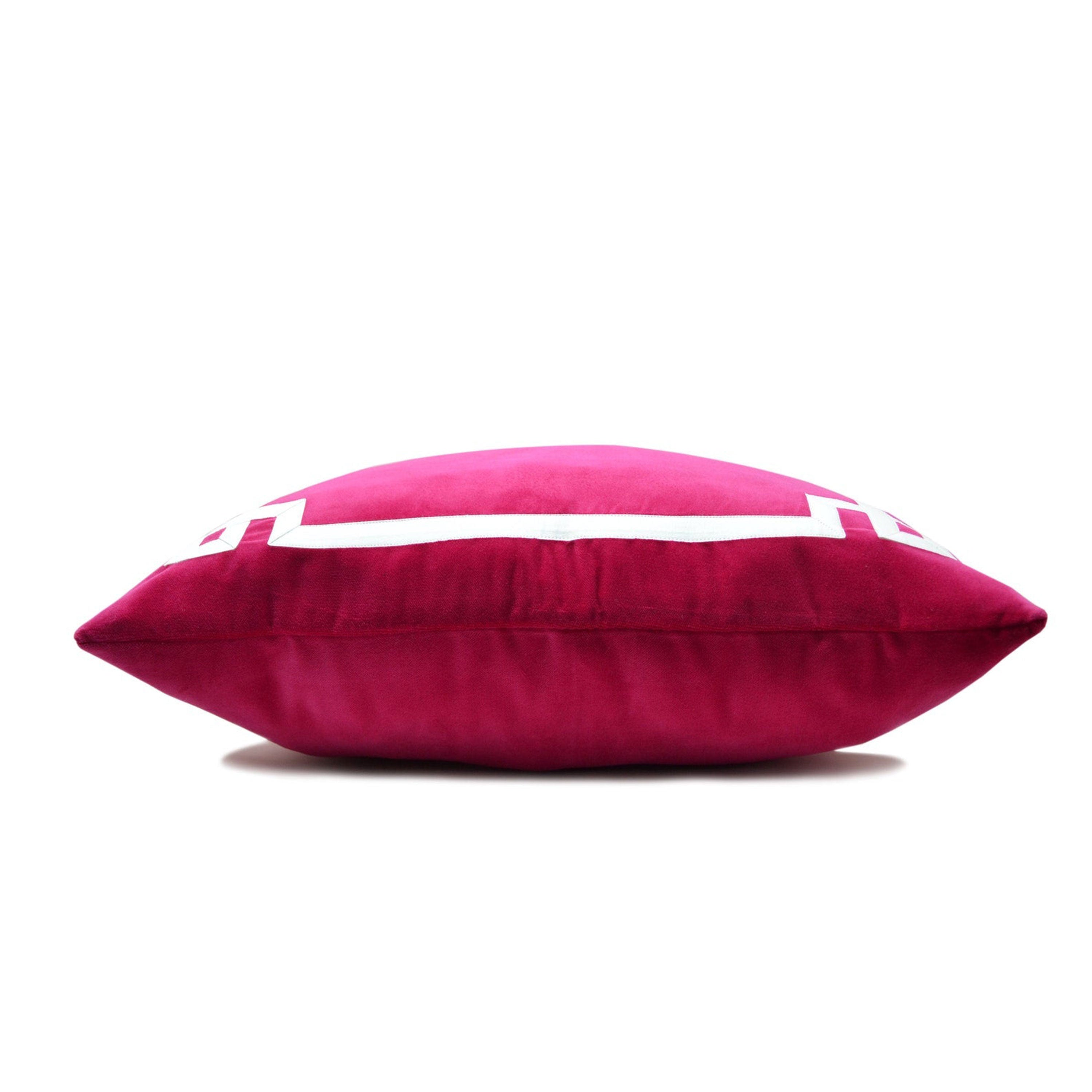 Hot Pink Greek Key Throw Pillow Cover