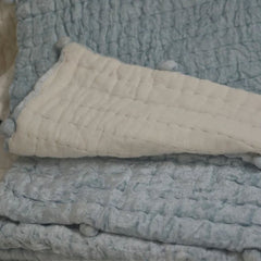 Icy Blue Velvet & Cotton Quilt: Hand-Quilted Luxury
