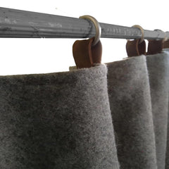 Custom Wool Felt Curtains with Genuine Leather Tabs And Nickel Rings