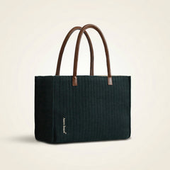 Chevron Tote Bag with Leather Handles
