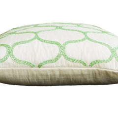 Decorative Pillow In Soft Pastel Green Geometric Pillows Ivory Silk Sashiko Pattern