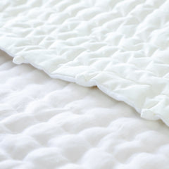 Ivory Linen Quilt With Pom Poms