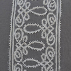 French, Cord Embroidery Gray Linen Pillow Case, Decorative Throw Pillow Cover, Cushion Cover