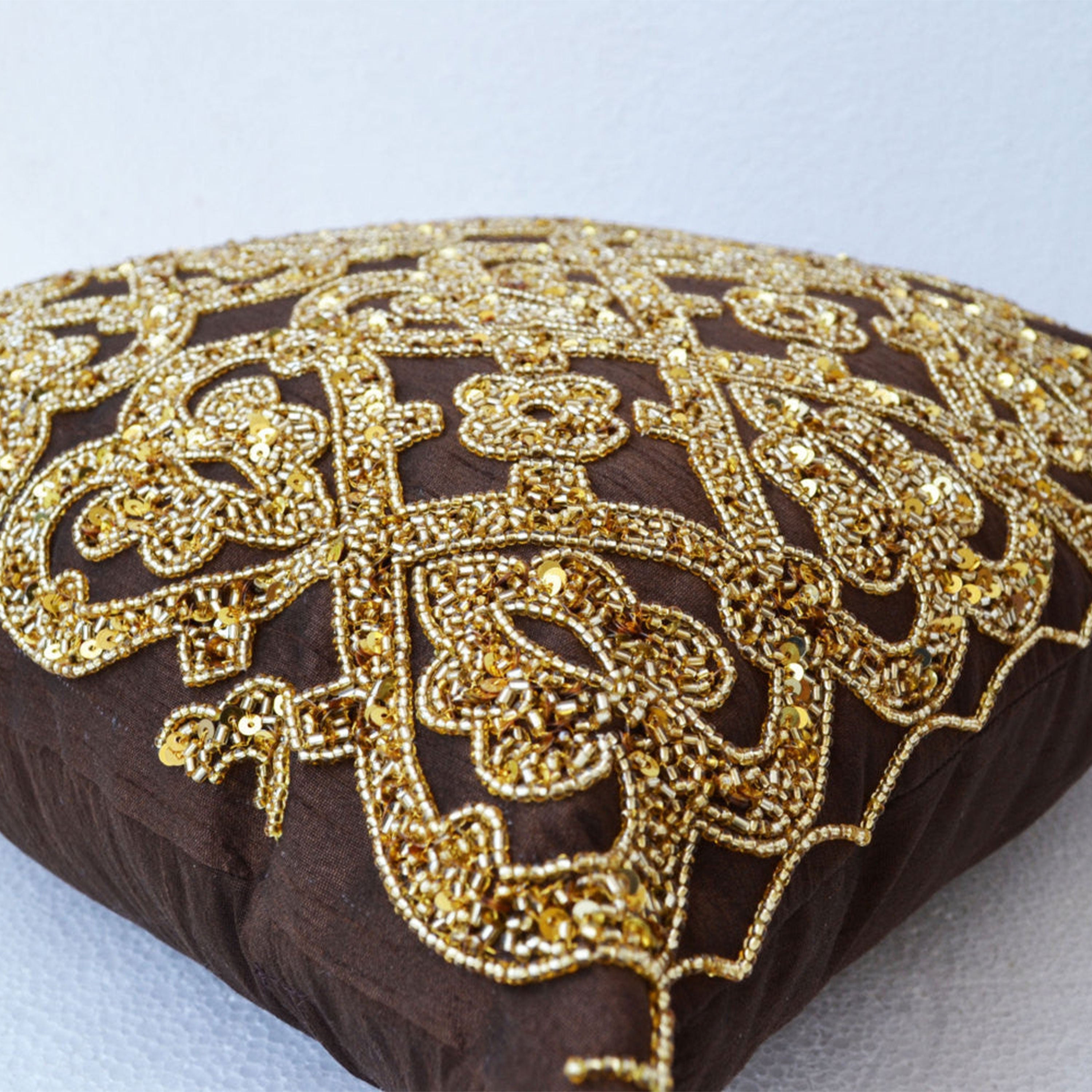 Gold Floral Lattice Pillow
