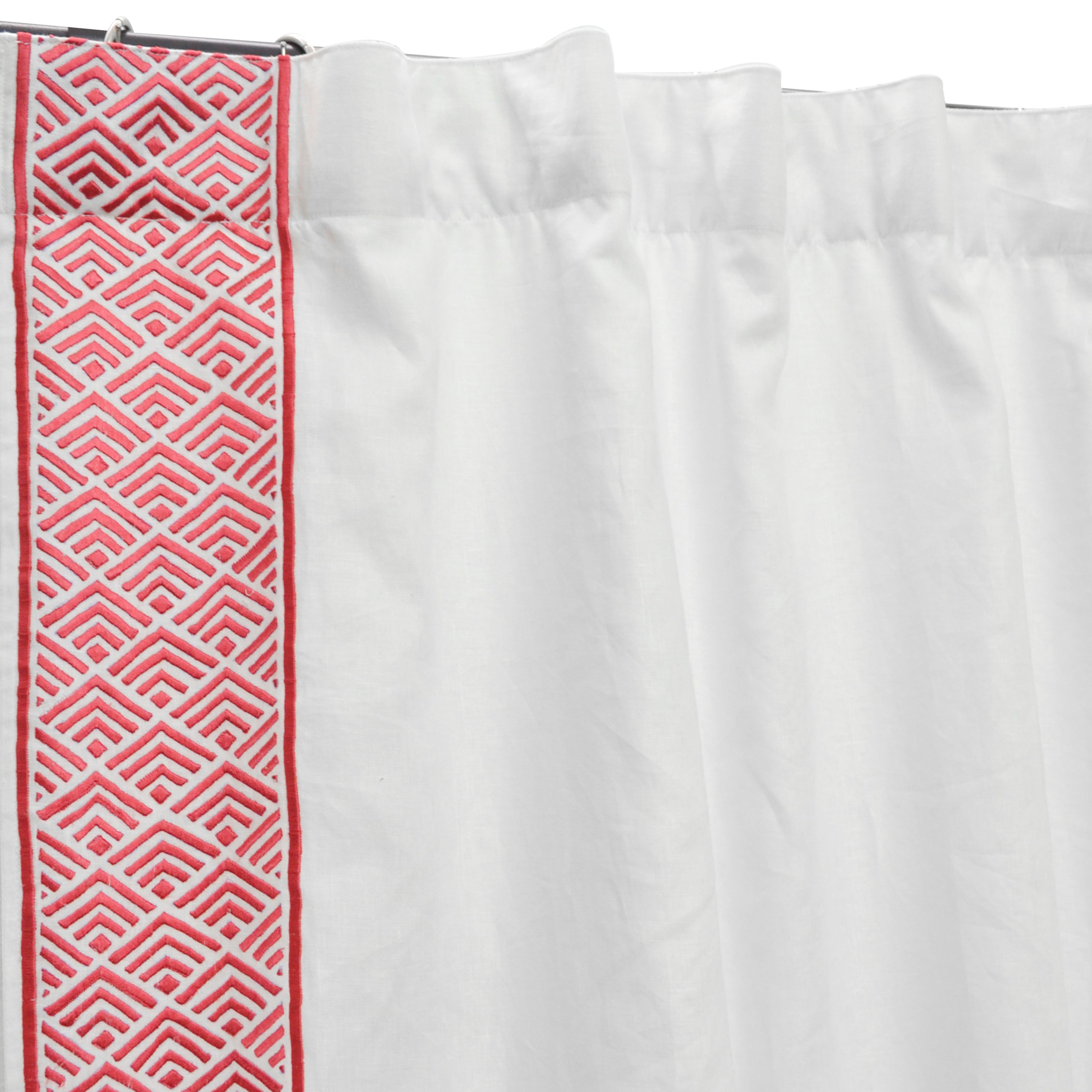 Chevron Linen Drapery with Embroidery