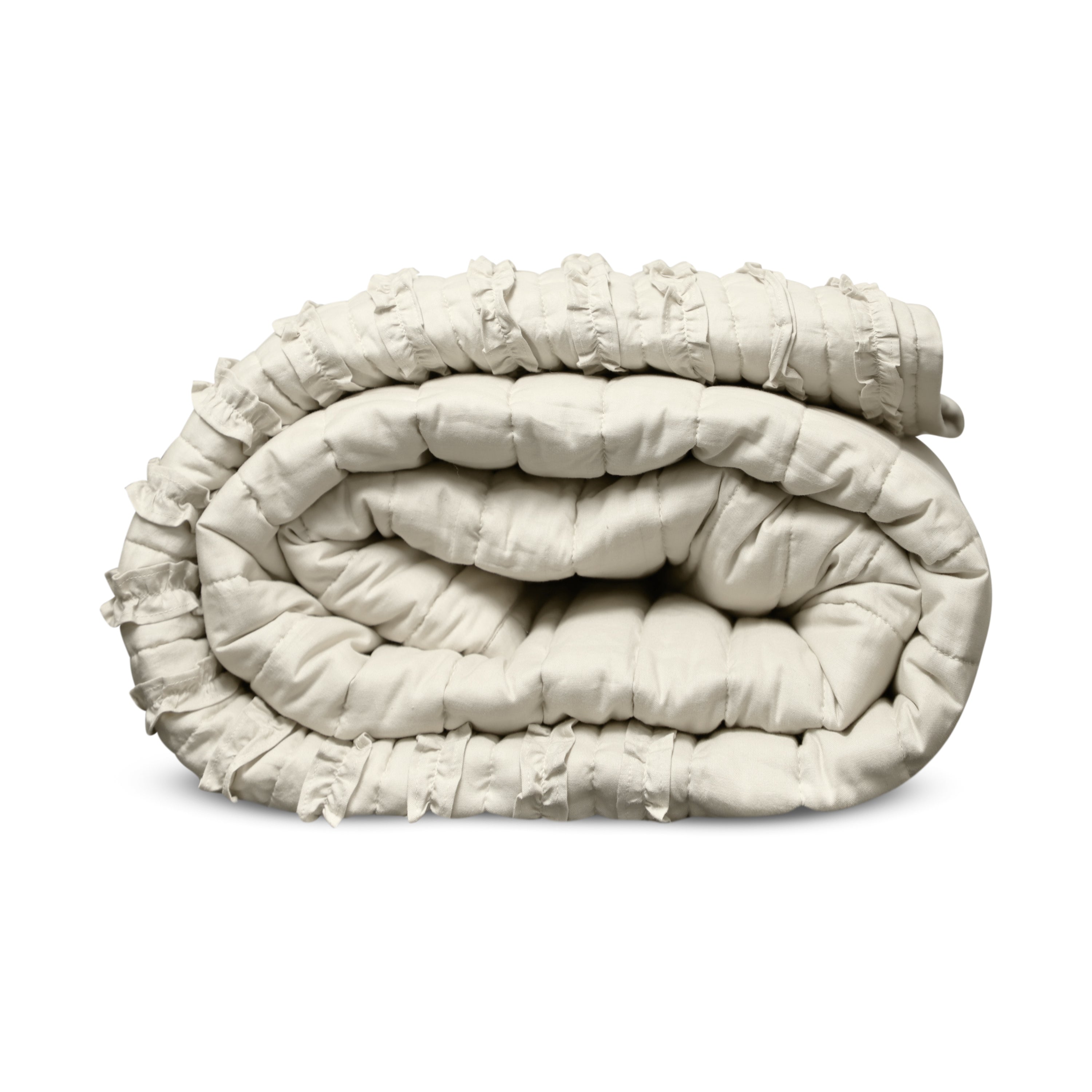Handmade Beige Ruffle Quilt - Machine Washable, Available in all Sizes